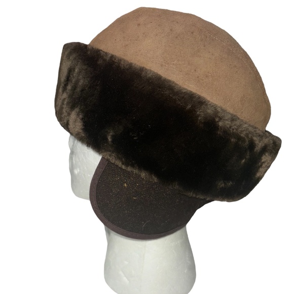Vintage Union Made Suede Leather Russian Winter Hat Medium - Picture 3 of 14